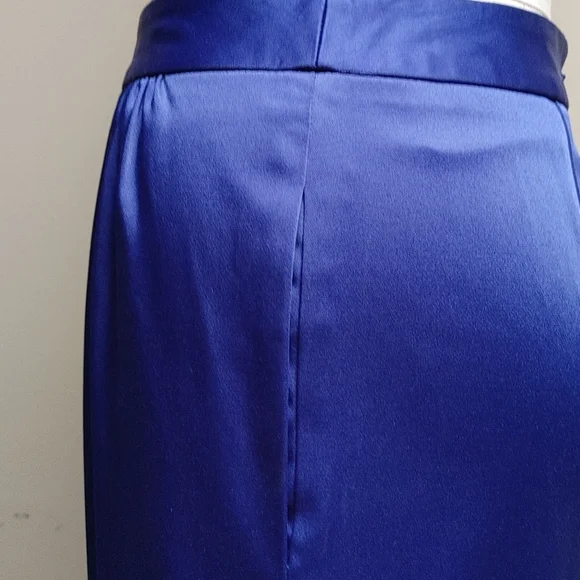 Talbots Petites Special Occasion Violet Satin Maxi Pencil Skirt w Pockets - Picture 16 of 17